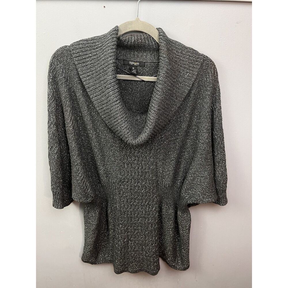 Style & Co. Silver Cowl Neck Cardigan Sweater